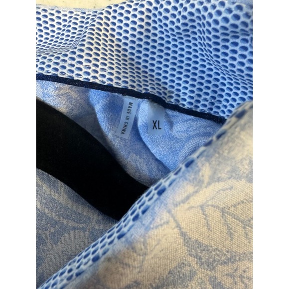 BUGATCHI Uomo Mens XL Leaf Tropical Button Up Shirt Blue Shaped Fit C9 - Picture 5 of 7